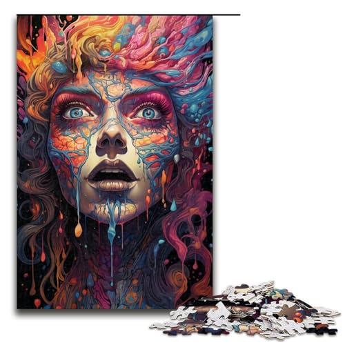 1000-teiliges Puzzle für Erwachsene buntes psychedelisches Hexen-Puzzle für Lernspiele Herausforderung Spielzeug Kunstwerk Geschenk 1000 Teile (75 x 50 cm) von mowenbingpeng