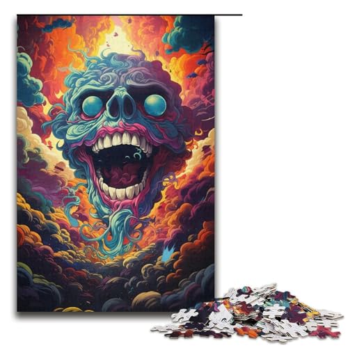 1000-teiliges Puzzle für Erwachsene buntes psychedelisches Monster Holzpuzzle für Erwachsene Lernspiel Herausforderungsspielzeug 1000 Teile (38 x 26 cm) von mowenbingpeng