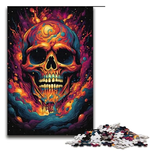 1000-teiliges Puzzle für Erwachsene buntes psychedelisches Monster auf Feuer Puzzle für Kinder Holzpuzzle Lernspiel für Erwachsene 1000 Teile (38 x 26 cm) von mowenbingpeng