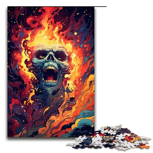 1000-teiliges Puzzle für Erwachsene buntes psychedelisches Monster auf Feuer Puzzle für Kinder Holzpuzzle Lernspiel für Erwachsene 1000 Teile (75 x 50 cm) von mowenbingpeng