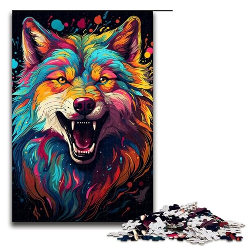 1000-teiliges Puzzle für Erwachsene buntes psychedelisches Wölfe-Puzzle für Lernspiele Herausforderung Spielzeug Kunstwerk Geschenk 1000 Teile (75 x 50 cm) von mowenbingpeng