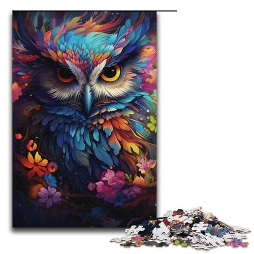 1000-teiliges Puzzle für Erwachsene exotische Bunte Eule Holzpuzzle Lernspiel für Erwachsene Herausforderungsspielzeug 1000 Teile (38 x 26 cm) von mowenbingpeng
