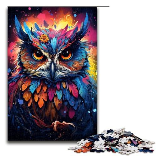 1000-teiliges Puzzle für Erwachsene exotisches buntes Eulen-Puzzle praktisches Spiel 1000 Teile (75 x 50 cm) von mowenbingpeng