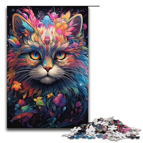 1000-teiliges Puzzle für Erwachsene exotisches buntes Katzen-Puzzle für Lernspiele Herausforderung Spielzeug Kunstwerk Geschenk 1000 Teile (38 x 26 cm) von mowenbingpeng