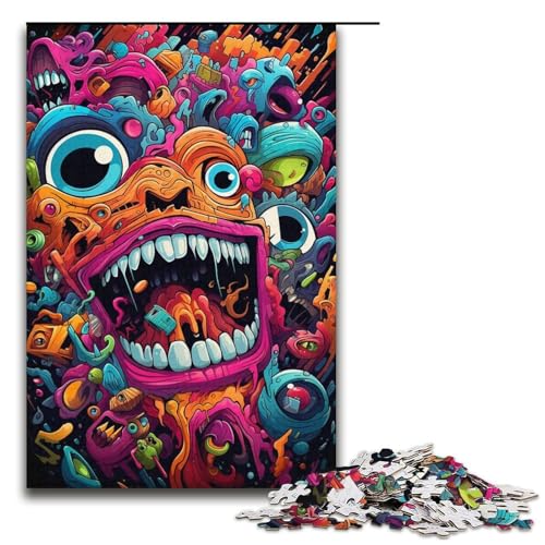 1000-teiliges Puzzle für Erwachsene farbenfrohe Kunst-Monster-Puzzles Geburtstagsgeschenke für Teenager ab 14 Jahren 1000 Teile (38 x 26 cm) von mowenbingpeng