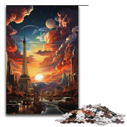 1000-teiliges Puzzle für Erwachsene farbenfrohe Psychedelia auf dem Las Vegas Strip Holzpuzzle Lernspiel für Erwachsene Herausforderungsspielzeug 1000 Teile (38 x 26 cm) von mowenbingpeng