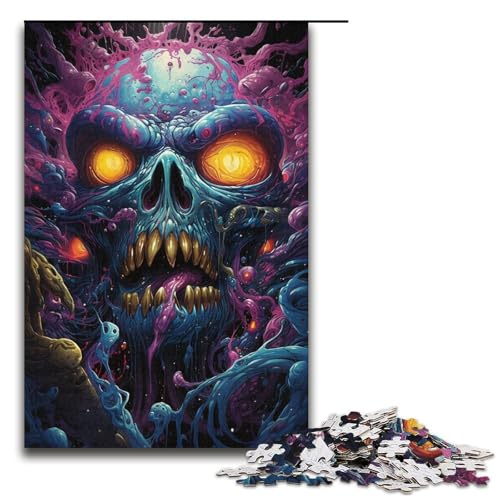 1000-teiliges Puzzle für Erwachsene farbenfrohe Psychedelia der Weltraumskelette Puzzle für Lernspiele Herausforderung Spielzeug Kunstwerk Geschenk 1000 Teile (38 x 26 cm) von mowenbingpeng