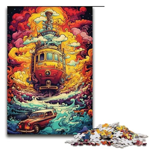 1000-teiliges Puzzle für Erwachsene farbenfrohe Psychedelia des gelben U-Boots Lernspiel Herausforderung Spielzeug Kunstwerk Geschenk 1000 Teile (38 x 26 cm) von mowenbingpeng