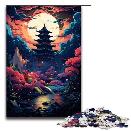 1000-teiliges Puzzle für Erwachsene farbenfrohe Psychedelia des traditionellen Pagoden-Puzzles praktisches Spiel 1000 Teile (75 x 50 cm) von mowenbingpeng