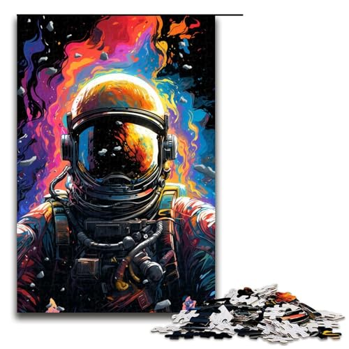 1000-teiliges Puzzle für Erwachsene farbenfrohe Psychedelia mit Neon-Astronauten Puzzle für Lernspiele Herausforderung Spielzeug Kunstwerk Geschenk 1000 PCS (75 x 50 cm) von mowenbingpeng