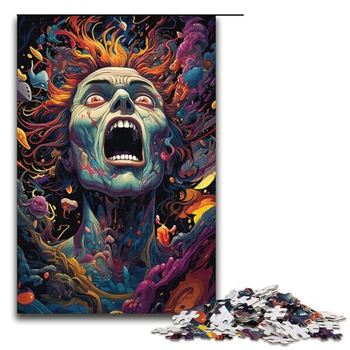 1000-teiliges Puzzle für Erwachsene farbenfrohe psychedelische Mutanten Holzpuzzle Lernspiel für Erwachsene Herausforderungsspielzeug 1000 Teile (38 x 26 cm) von mowenbingpeng