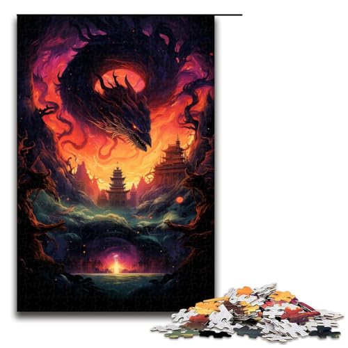 1000-teiliges Puzzle für Erwachsene farbenfrohe psychedelische japanische Drachenpuzzles Geburtstagsgeschenke für Teenager ab 14 Jahren 1000 Teile (75 x 50 cm) von mowenbingpeng