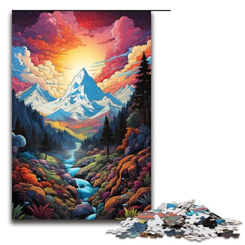 1000-teiliges Puzzle für Erwachsene farbenfrohe wunderschöne Berge Spielpuzzles ganze Familie 1000 Teile (75 x 50 cm) von mowenbingpeng