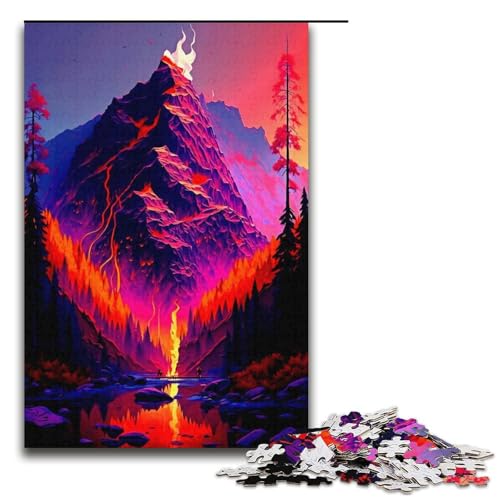 1000-teiliges Puzzle für Erwachsene farbenfrohes Berg-Puzzlespiel perfekte Dekoration für Teenager ab 14 Jahren 1000 Teile (38 x 26 cm) von mowenbingpeng