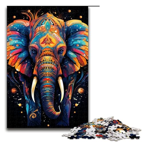 1000-teiliges Puzzle für Erwachsene farbenfrohes Elefanten-Puzzle für Kinder Holzpuzzle Lernspiel für Erwachsene 1000 Teile (75 x 50 cm) von mowenbingpeng