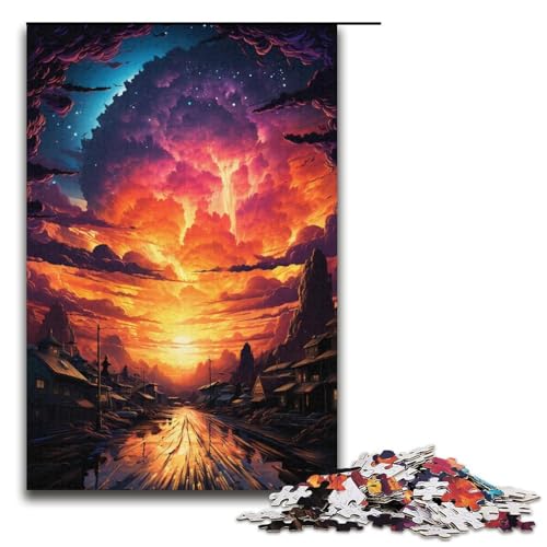 1000-teiliges Puzzle für Erwachsene farbenfrohes Sonnenuntergangs-Stadt-Puzzle für Lernspiele Herausforderung Spielzeug Kunstwerk Geschenk 1000 Teile (38 x 26 cm) von mowenbingpeng