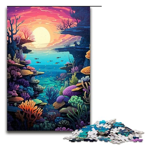 1000-teiliges Puzzle für Erwachsene farbenfrohes Unterwasserwelt-Spiel ganze Familie 1000 Teile (75 x 50 cm) von mowenbingpeng