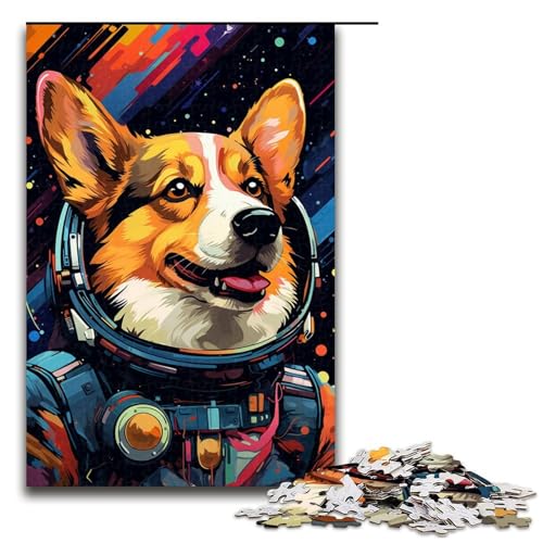 1000-teiliges Puzzle für Erwachsene farbenfrohes Weltraum-Corgi-Hunde-Puzzle für Erwachsene Holzpuzzle anspruchsvolles Spiel 1000 Teile (75 x 50 cm) von mowenbingpeng