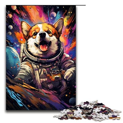 1000-teiliges Puzzle für Erwachsene farbenfrohes Weltraum-Corgi-Hunde-Puzzle für Lernspiele Herausforderung Spielzeug Kunstwerk Geschenk 1000 Teile (75 x 50 cm) von mowenbingpeng