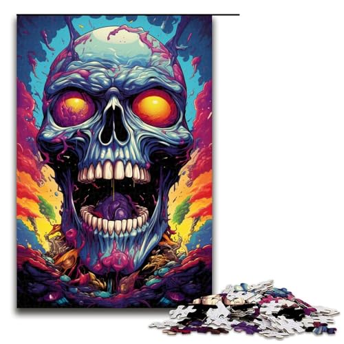 1000-teiliges Puzzle für Erwachsene farbenfrohes Wildschädel-Puzzle für Lernspiele Herausforderung Spielzeug Kunstwerk Geschenk 1000 Teile (75 x 50 cm) von mowenbingpeng