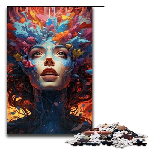1000-teiliges Puzzle für Erwachsene farbenfrohes künstlerisches Mädchen-Puzzle praktisches Spiel 1000 Teile (75 x 50 cm) von mowenbingpeng
