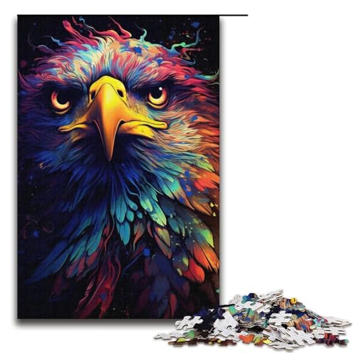 1000-teiliges Puzzle für Erwachsene farbenfrohes psychedelisches Adler-Puzzle für Lernspiele Herausforderung Spielzeug Kunstwerk Geschenk 1000 Teile (38 x 26 cm) von mowenbingpeng