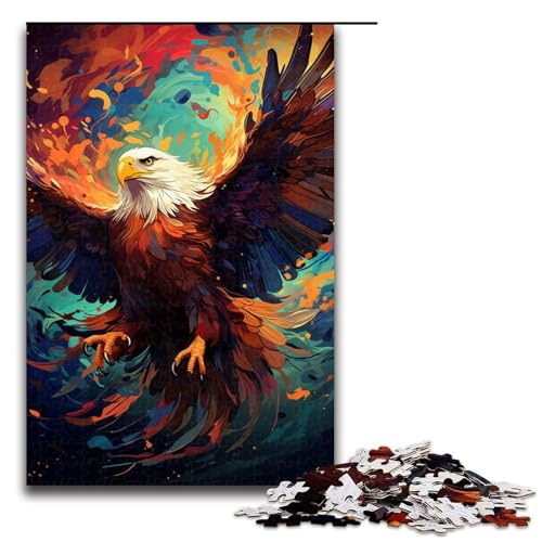 1000-teiliges Puzzle für Erwachsene farbenfrohes psychedelisches Adler-Spiel ganze Familie 1000 Teile (75 x 50 cm) von mowenbingpeng