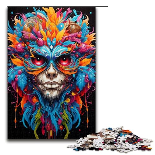 1000-teiliges Puzzle für Erwachsene farbenfrohes psychedelisches Affenkunst-Puzzle praktisches Spiel 1000 Teile (75 x 50 cm) von mowenbingpeng