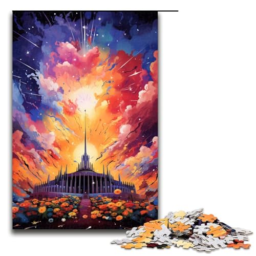 1000-teiliges Puzzle für Erwachsene farbenfrohes psychedelisches Bild eines Parlamentsgebäudes Canber-Puzzle praktisches Spiel 1000 Teile (75 x 50 cm) von mowenbingpeng