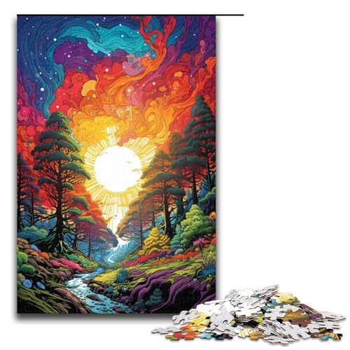1000-teiliges Puzzle für Erwachsene farbenfrohes psychedelisches Dschungel-Holzpuzzle Lernspiel für Erwachsene Herausforderungsspielzeug 1000 Teile (75 x 50 cm) von mowenbingpeng