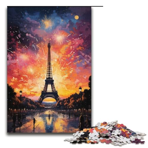 1000-teiliges Puzzle für Erwachsene farbenfrohes psychedelisches Eiffelturm-Puzzle für Lernspiele Herausforderung Spielzeug Kunstwerk Geschenk 1000 Teile (38 x 26 cm) von mowenbingpeng