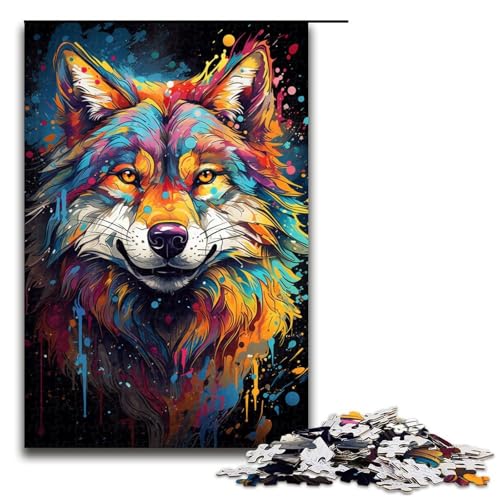 1000-teiliges Puzzle für Erwachsene farbenfrohes psychedelisches Gemälde Hunde-Puzzle für Lernspiele Herausforderung Spielzeug Kunstwerk Geschenk 1000 Teile (75 x 50 cm) von mowenbingpeng