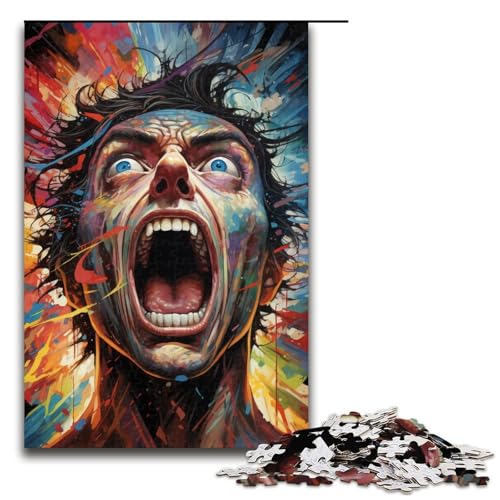 1000-teiliges Puzzle für Erwachsene farbenfrohes psychedelisches Gemälde Mann-Spiel Puzzles ganze Familie 1000 Teile (75 x 50 cm) von mowenbingpeng