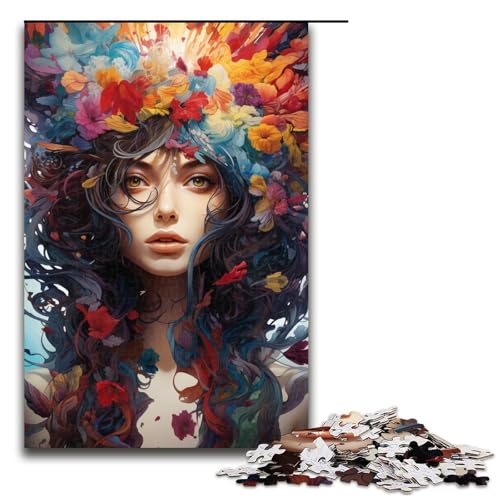 1000-teiliges Puzzle für Erwachsene farbenfrohes psychedelisches Gemälde der Göttin Holzpuzzle Lernspiel für Erwachsene Herausforderungsspielzeug 1000 Teile (75 x 50 cm) von mowenbingpeng