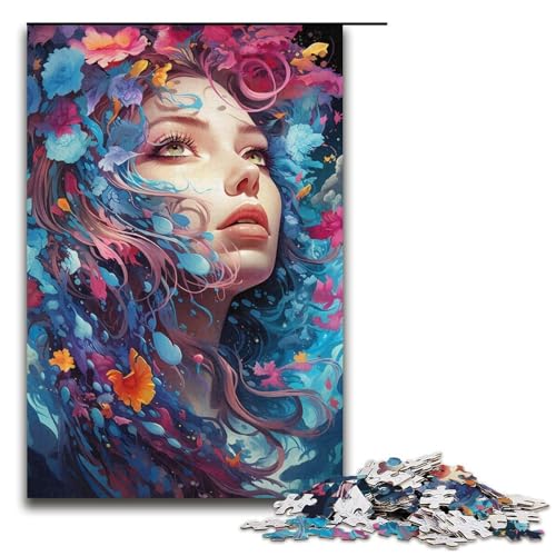 1000-teiliges Puzzle für Erwachsene farbenfrohes psychedelisches Göttinnen-Puzzle für Lernspiele Herausforderung Spielzeug Kunstwerk Geschenk 1000 Teile (38 x 26 cm) von mowenbingpeng