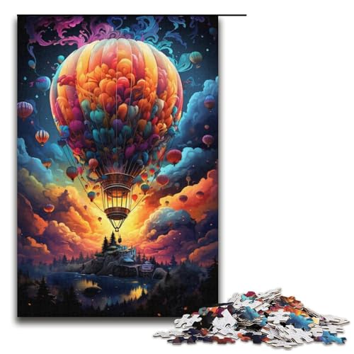 1000-teiliges Puzzle für Erwachsene farbenfrohes psychedelisches Heißluftballon-Puzzle für Erwachsene Holzpuzzle anspruchsvolles Spiel 1000 Teile (38 x 26 cm) von mowenbingpeng