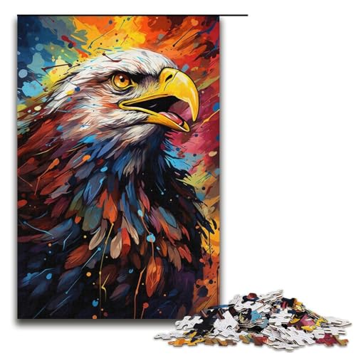 1000-teiliges Puzzle für Erwachsene farbenfrohes psychedelisches Himmelsbussard-Holzpuzzle Lernspiel für Erwachsene Herausforderungsspielzeug 1000 Teile (38 x 26 cm) von mowenbingpeng