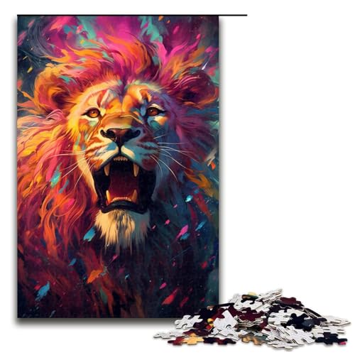 1000-teiliges Puzzle für Erwachsene farbenfrohes psychedelisches Löwen-Puzzle für Lernspiele Herausforderung Spielzeug Kunstwerk Geschenk 1000 Teile (75 x 50 cm) von mowenbingpeng