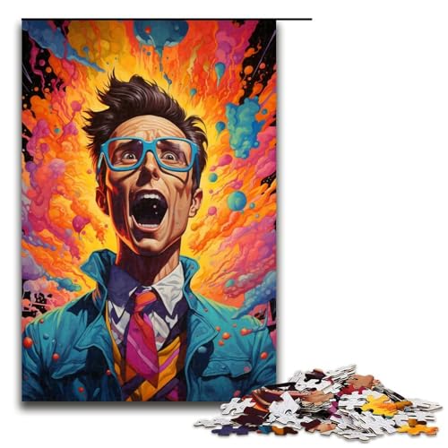 1000-teiliges Puzzle für Erwachsene farbenfrohes psychedelisches Mann-Puzzle für Kinder Holzpuzzle Lernspiel für Erwachsene 1000 Teile (75 x 50 cm) von mowenbingpeng