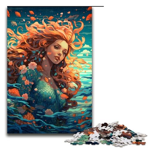 1000-teiliges Puzzle für Erwachsene farbenfrohes psychedelisches Meeresgott-Puzzle für Erwachsene Holzpuzzle anspruchsvolles Spiel 1000 Teile (75 x 50 cm) von mowenbingpeng