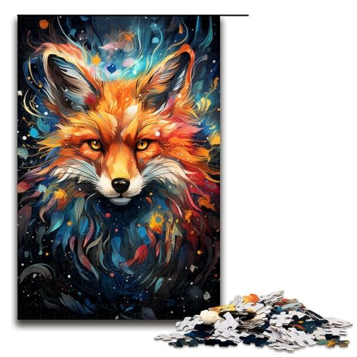 1000-teiliges Puzzle für Erwachsene farbenfrohes psychedelisches Neon-Fuchs-Puzzle praktisches Spiel 1000 Teile (75 x 50 cm) von mowenbingpeng