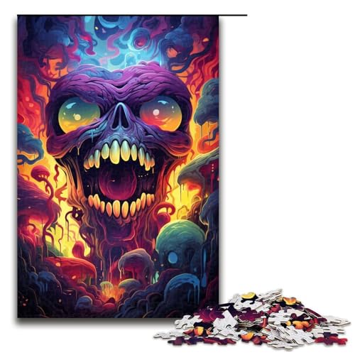 1000-teiliges Puzzle für Erwachsene farbenfrohes psychedelisches Neonmonster-Spiel ganze Familie 1000 Teile (75 x 50 cm) von mowenbingpeng