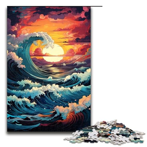1000-teiliges Puzzle für Erwachsene farbenfrohes psychedelisches Ozean-Puzzle für Lernspiele Herausforderung Spielzeug Kunstwerk Geschenk 1000 Teile (75 x 50 cm) von mowenbingpeng