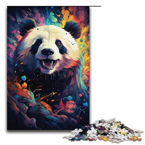 1000-teiliges Puzzle für Erwachsene farbenfrohes psychedelisches Panda-Kunst-Spiel ganze Familie 1000 Teile (38 x 26 cm) von mowenbingpeng