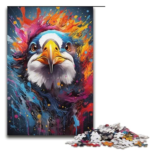 1000-teiliges Puzzle für Erwachsene farbenfrohes psychedelisches Pinguin-Spiel ganze Familie 1000 Teile (38 x 26 cm) von mowenbingpeng
