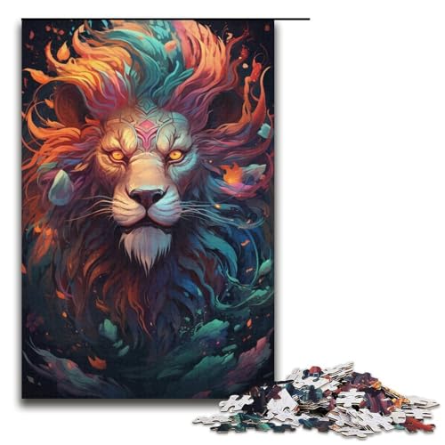 1000-teiliges Puzzle für Erwachsene farbenfrohes psychedelisches Seelenlöwen-Drachen-Spiel ganze Familie 1000 Teile (38 x 26 cm) von mowenbingpeng