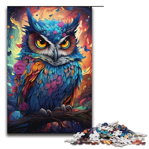 1000-teiliges Puzzle für Erwachsene farbenfrohes psychedelisches Spiel „Owl ganze Familie 1000 Teile (38 x 26 cm) von mowenbingpeng