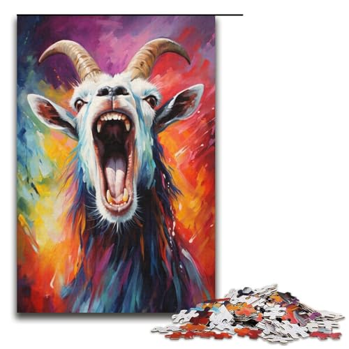 1000-teiliges Puzzle für Erwachsene farbenfrohes psychedelisches Tierziegen-Puzzle für Lernspiele Herausforderung Spielzeug Kunstwerk Geschenk 1000 Teile (38 x 26 cm) von mowenbingpeng