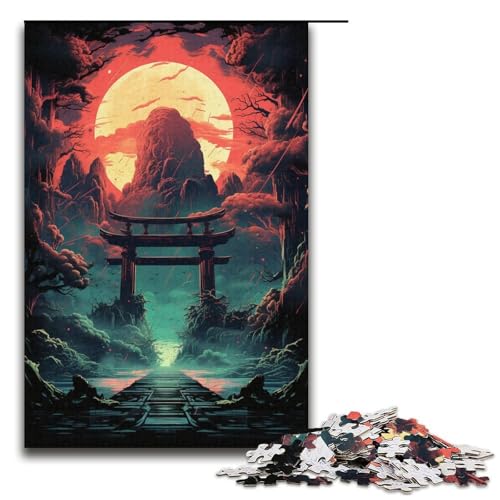 1000-teiliges Puzzle für Erwachsene farbenfrohes psychedelisches Torii-Tor-Spiel ganze Familie 1000 Teile (38 x 26 cm) von mowenbingpeng