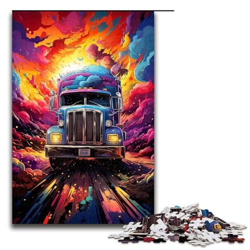 1000-teiliges Puzzle für Erwachsene farbenfrohes psychedelisches Truck-Spiel ganze Familie 1000 Teile (75 x 50 cm) von mowenbingpeng